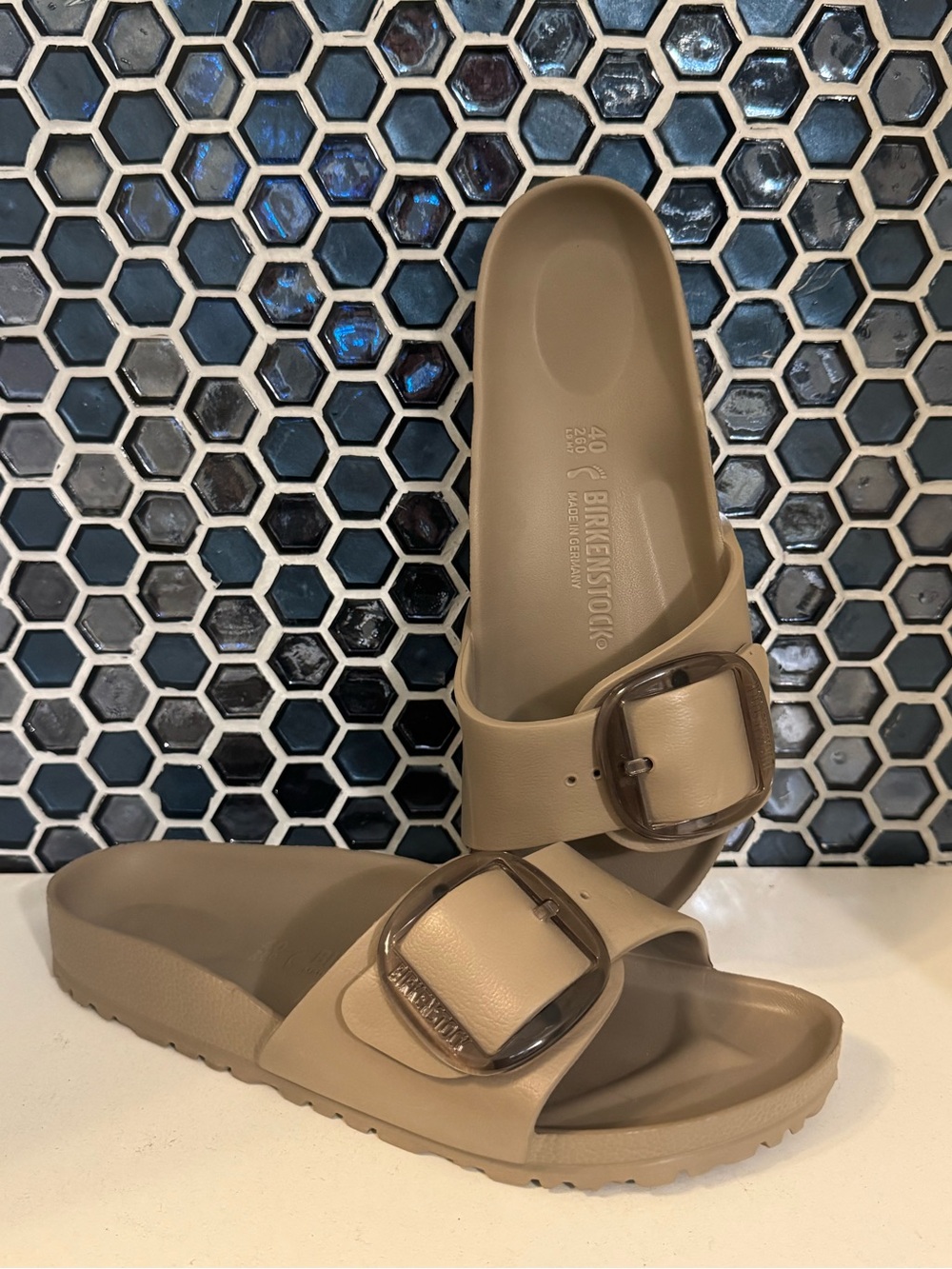 Birkenstock Madrid Big Buckle EVA Light Sandals 40 Taupe New w/out box. size 9